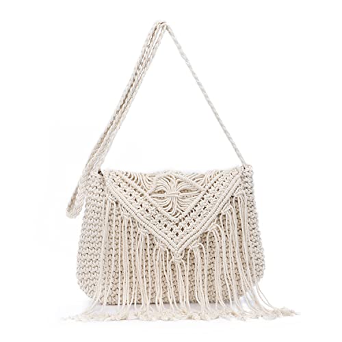 EVEOUT Borsa a tracolla lavorata maglia retrò Donna Borse a spalla...