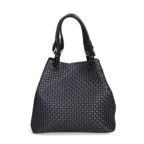 Borsa a Mano Stampa Intrecciata da Donna con Tracolla in vera pelle...