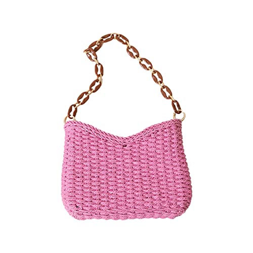 Borsa a tracolla da donna con cerniera, in paglia estiva, fatta a...
