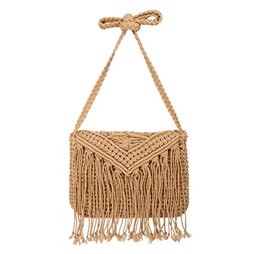 Jeesblsy Borsa a Tracolla da Spiaggia in Paglia, Borsa a Spalla in...