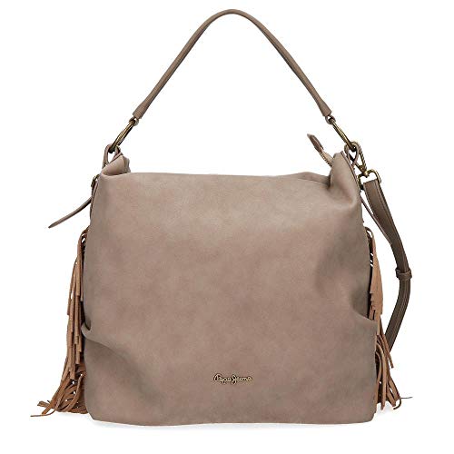 Pepe Jeans Fringe Borsa Shopper Marrone 30x31x12 cms finta pelle
