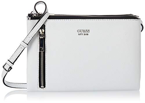 Guess, Naya Crossbody con doppia cerniera Donna, bianco/multicolore,...