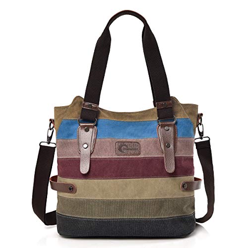 CHEREEKI Borsa Donna, Multicolore Borsetta Tela Strisce a Spalla...