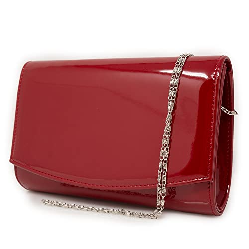 Pochette rosso scuro di vernice lucida elegante cerimonia da donna...