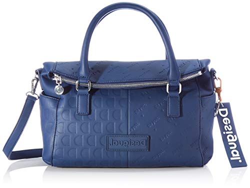Desigual Borsa a Mano in Poliuretano, Donna, Blu, U