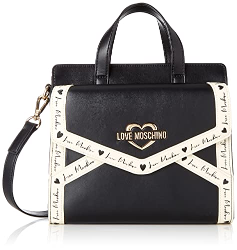 Love Moschino Borsa Pu Nero + Pu Avorio, BORSA A SPALLA Donna,...