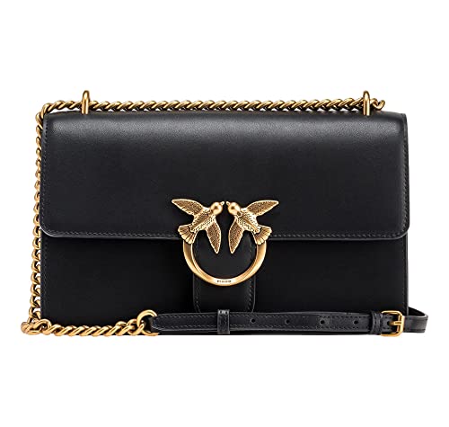 Pinko Love One Classic DC Vitello SE, Borsa Donna, Z99Q Nero-Antique...