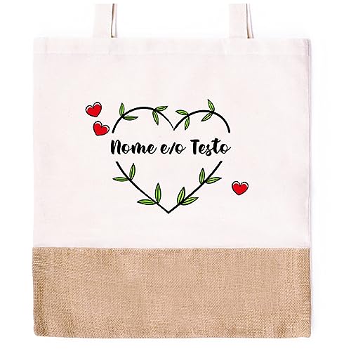 Caribu design Borsa Shopper Personalizzata con Nome Donna 100% Cotone...
