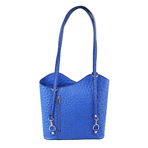 Chicca Borse Borsa a Spalla da Donna Stampa Struzzo in Vera Pelle Made...