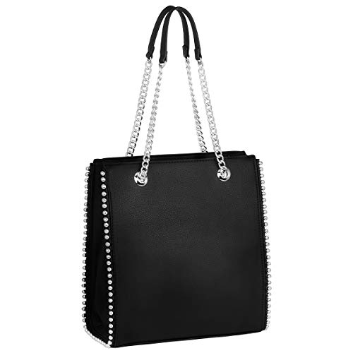 CRAZYCHIC - Borsa a Mano Borchie Rivetti Donna - Borsa Spalla Catena -...