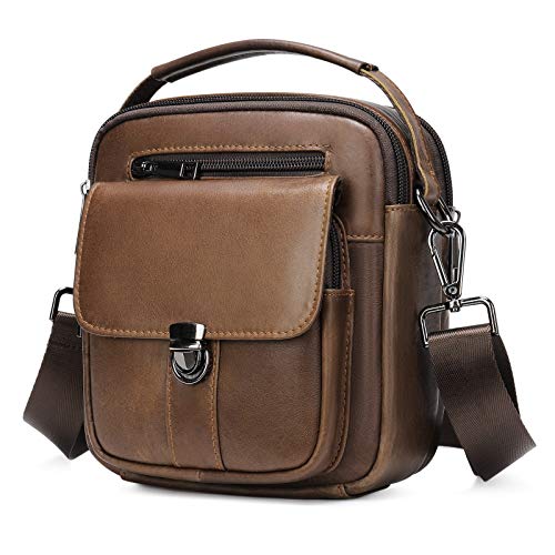 Borsello Uomo Pelle, Borsa a Tracolla Piccola Borsa da Uomini in Vera...