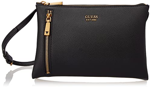 Guess NAYA Double Zip Crossbody, Borsa Donna, Black, Taglia Unica
