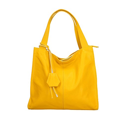 Chicca Borse Borsa a Spalla Donna in Pelle Made in italy 34x31x10 Cm