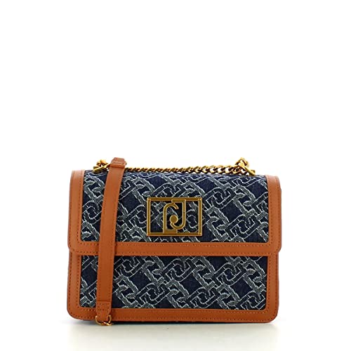 Borsa donna Liu-jo Tracolla Crossbody M Romantica jacquard blu denim...