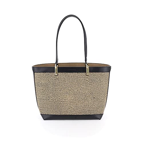 Borbonese Borsa Donna Shopper a Spalla Tessuto Graffiti e Pelle Colore...