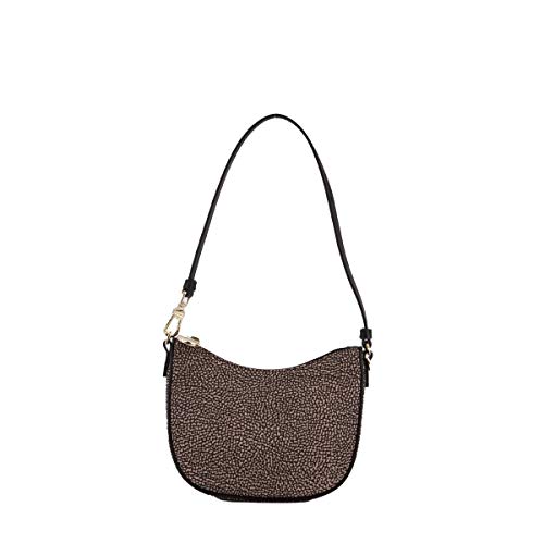 Borbonese LUNA BAG MINI NYLON ST.ECO./VITELLO NATURALE/NERO ECO LINE