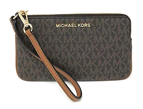 Michael Kors Jet Set Travel Large Top Zip Brown Signature PVC Wristlet...