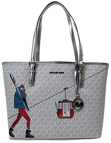 Michael Kors MK Jet Set JST Medium Signature Carry all Tote Bag Logo...