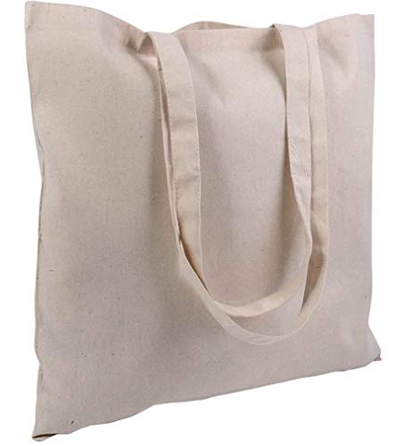 STOCK 10 PEZZI borsa shopper cotone spesa 38x42 manici lunghi cotone...