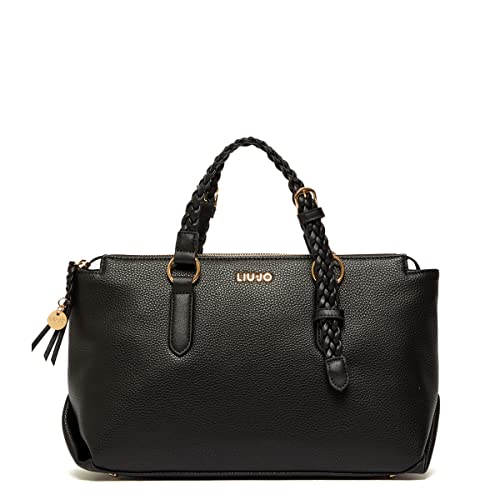 Liu Jo Jeans Borsa a mano Ecosostenibile con manici intrecciati Nero