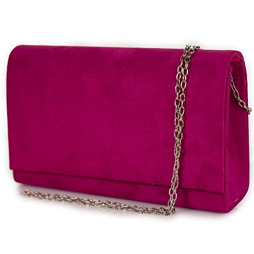 Pochette fucsia donna elegante piccola borsa busta a mano clutch da...
