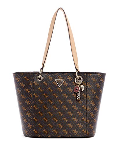 Guess, Noelle Small Elite-Borsa tote Donna, Logo marrone, Taglia unica