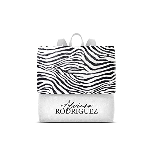 Alviero Rodriguez Zainetto Lux Bianco Bianco Zebra Pattern Zaino donna moda casual ecopelle