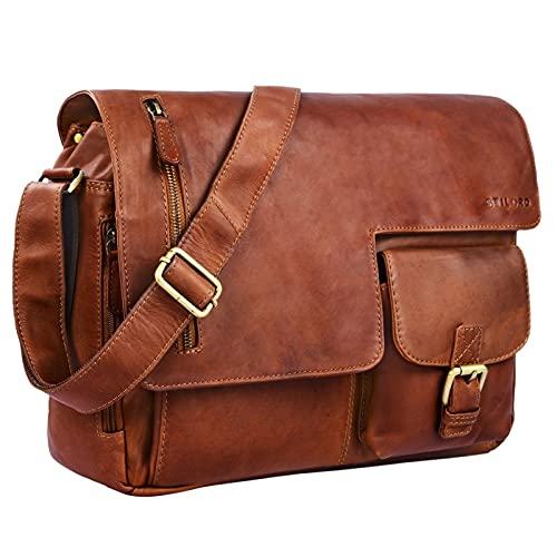 STILORD 'Mika' Borsa messenger in pelle vintage Borsa porta PC...