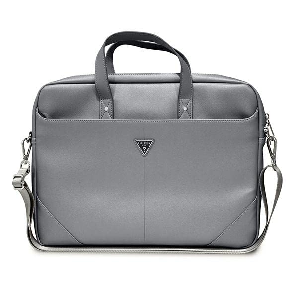 Guess Logo Saffiano Hot Stamp Triangle, Borsa Unisex-Adulto, Argento