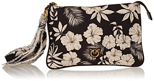 Pinko Flat Classic Canvas Riciclato, Borsa Donna, Zdg_nero/Burro,...