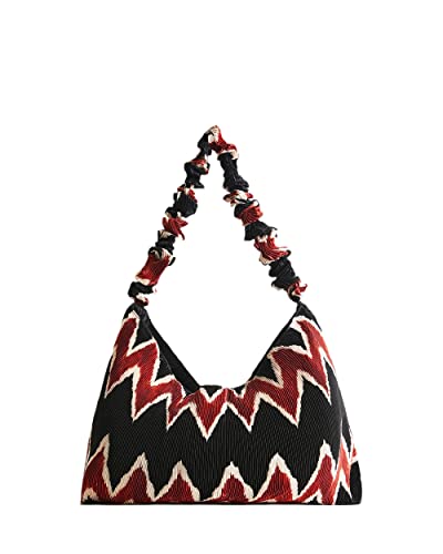 Desigual Bols_Zigzag Pleated Idome, Borsa a Tracolla Donna, Nero,...