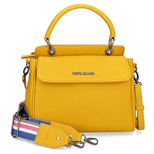 Pepe Jeans Eva Borsa con Patta Giallo 26x14x5 cms finta pelle