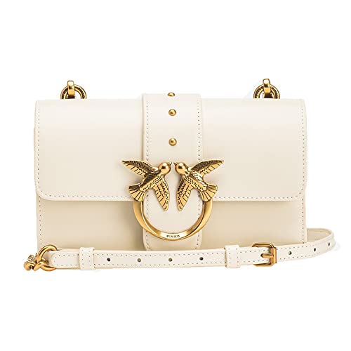 Pinko,MINI LOVE BAG ONE SIMPLY,Z14Q Bianca-Antique Gold,Donna...