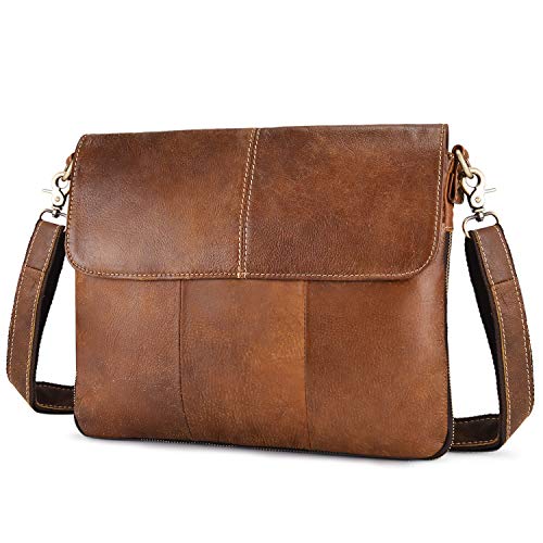 BAIGIO Borsello Uomo Vera Pelle Vintage Borsa a Tracolla Marrone Borsa...