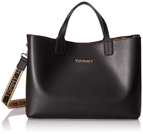 Tommy Hilfiger Iconica Tommy Satchel, Borse Donna, Nero, One Size