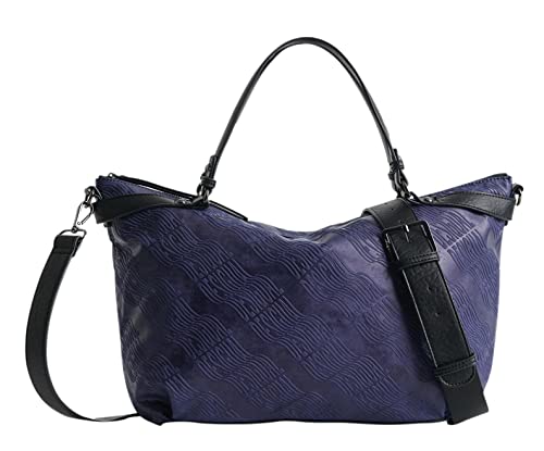 Desigual Bag, Borsa LOGORAMA Libia 5031 Azul Noche Donna, Blu