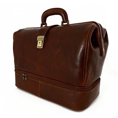 Dream Leather Bags Borsa Medico Dottore In Vera Pelle Doppio Fondo...