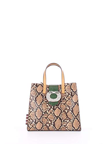 Manila Grace Borsa Shopping Felicia Shiny Rosa e Pitone