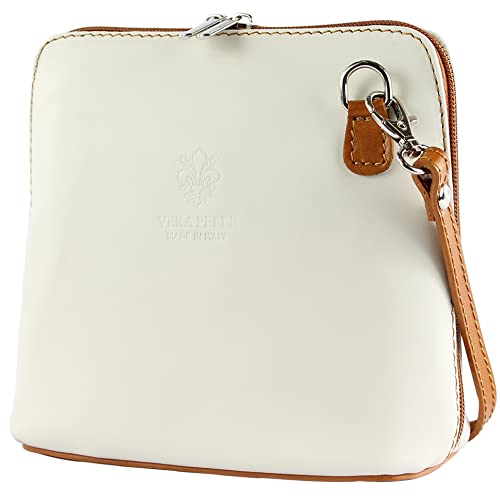 modamoda de - T94 - Borsa a tracolla piccola in pelle liscia, bianco...