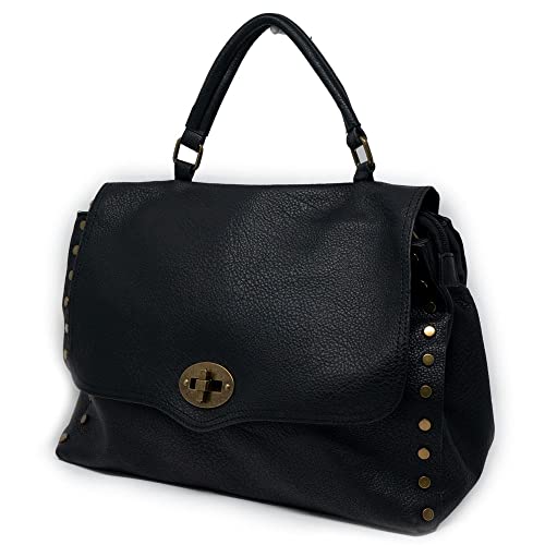 Emila Borsa borchie nera da donna a mano borchiata lavoro ufficio...