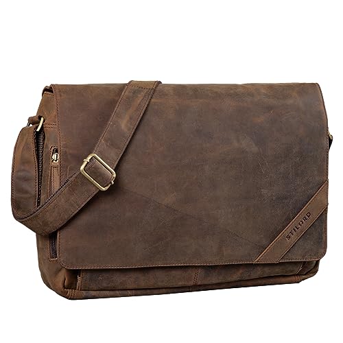 STILORD 'Nick' Borsa messenger uomo donna in pelle stile Vintage...