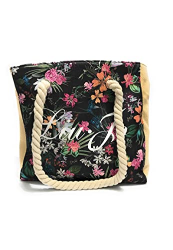 Borsa mare Liu Jo shopper canvas stampa tropicale VA2158 T0300 black...
