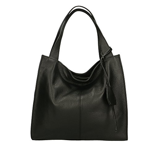 Chicca Borse Borsa a Spalla Donna in Pelle Made in italy 40x36x10 Cm