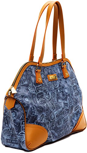 Borsa Spalla Donna Denim Cuoio Alv By Alviero Martini Bag Woman Blue...