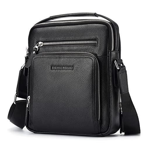 Bison DENIM Borsello Uomo Pelle Borsa a Tracolla in Vera Pelle...