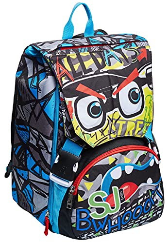 SJ Gang Zaino Scuola Estensibile, Nero Rosso Multicolore, Zaino Doppio...