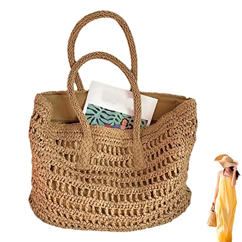 Borsa di paglia leggera | Borsa in rattan intrecciata Borsa a tracolla...
