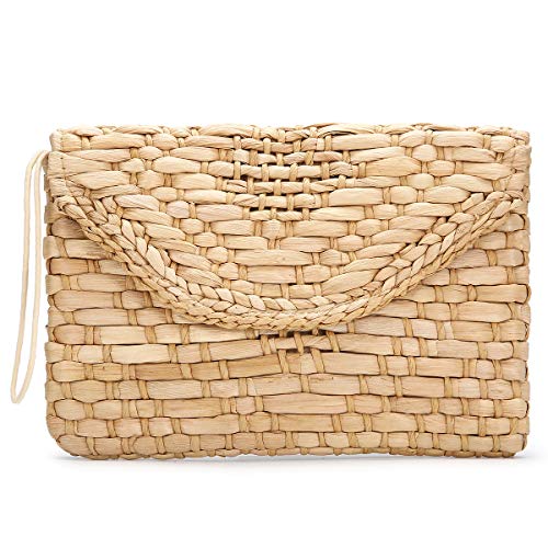 Pochette da donna, JOSEKO borsa di paglia intrecciata a mano retrò,...