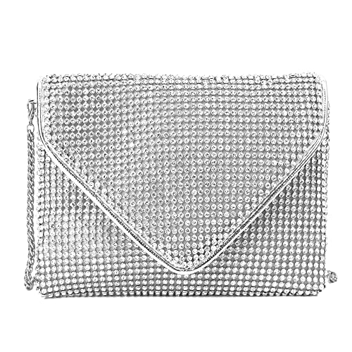 MEGAUK Pochette da donna con cristalli glitterati, con catena...