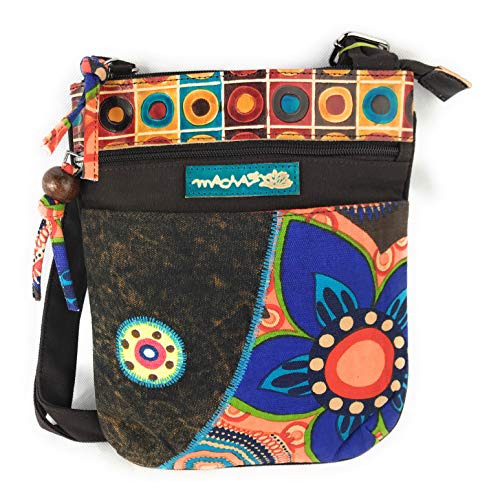 Macha borsa piccola in cotone etnico con stampe colorate e inserti in...